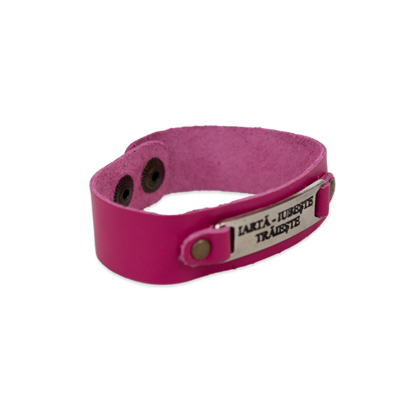 Bratara din piele roz - Iartă - Iubește - Trăiește