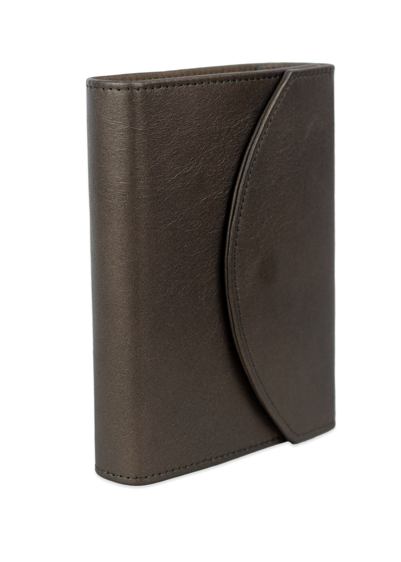 Biblia mica, din piele, verde kaki sidefat, clapeta cu capsa, index, margini aurii, cuv. lui Isus in rosu [MAR 047 PCI]