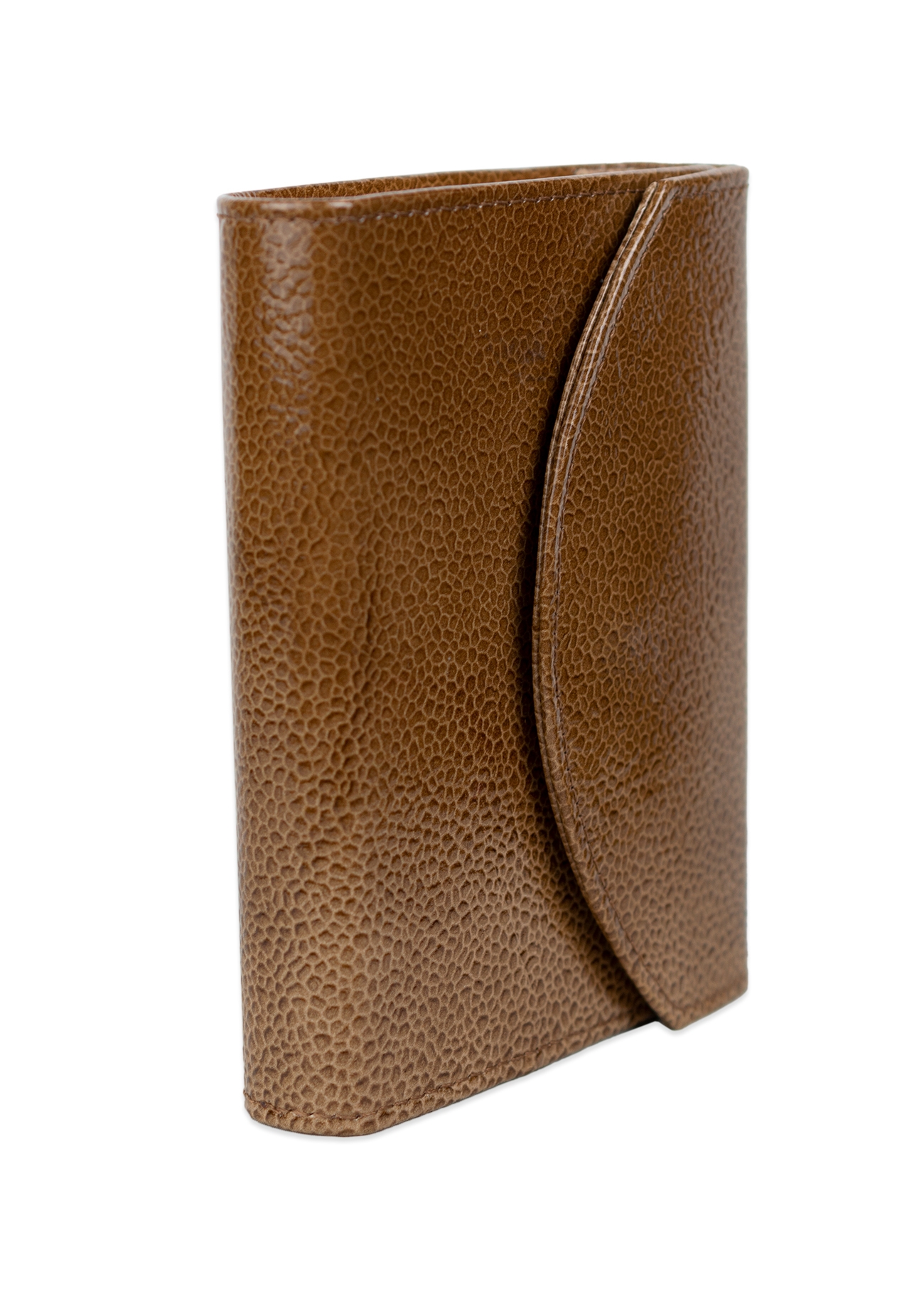 Biblia mica, din piele, maro lucios texturat, clapeta cu capsa, index, margini aurii, cuv. lui Isus in rosu [MAR 047 PCI]