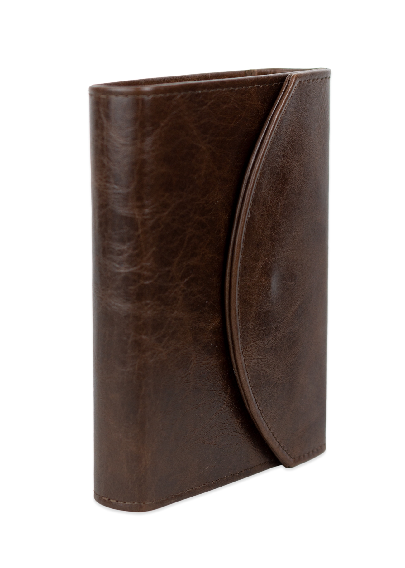 Biblia mica, din piele, maro, clapeta cu capsa, index, margini aurii, cuv. lui Isus in rosu [MAR 047 PCI]