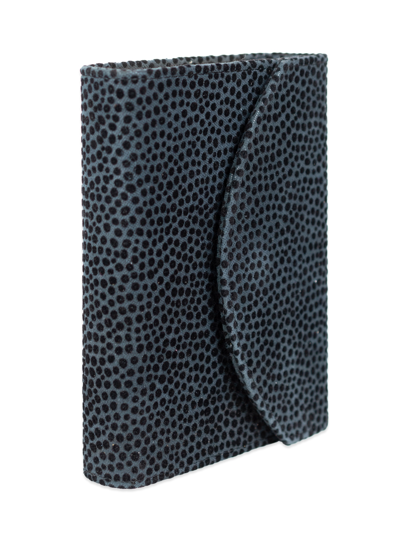 Biblia mica, din piele, bleumarin catifelat, clapeta cu capsa, index, margini aurii, cuv. lui Isus in rosu [MAR 047 PCI]