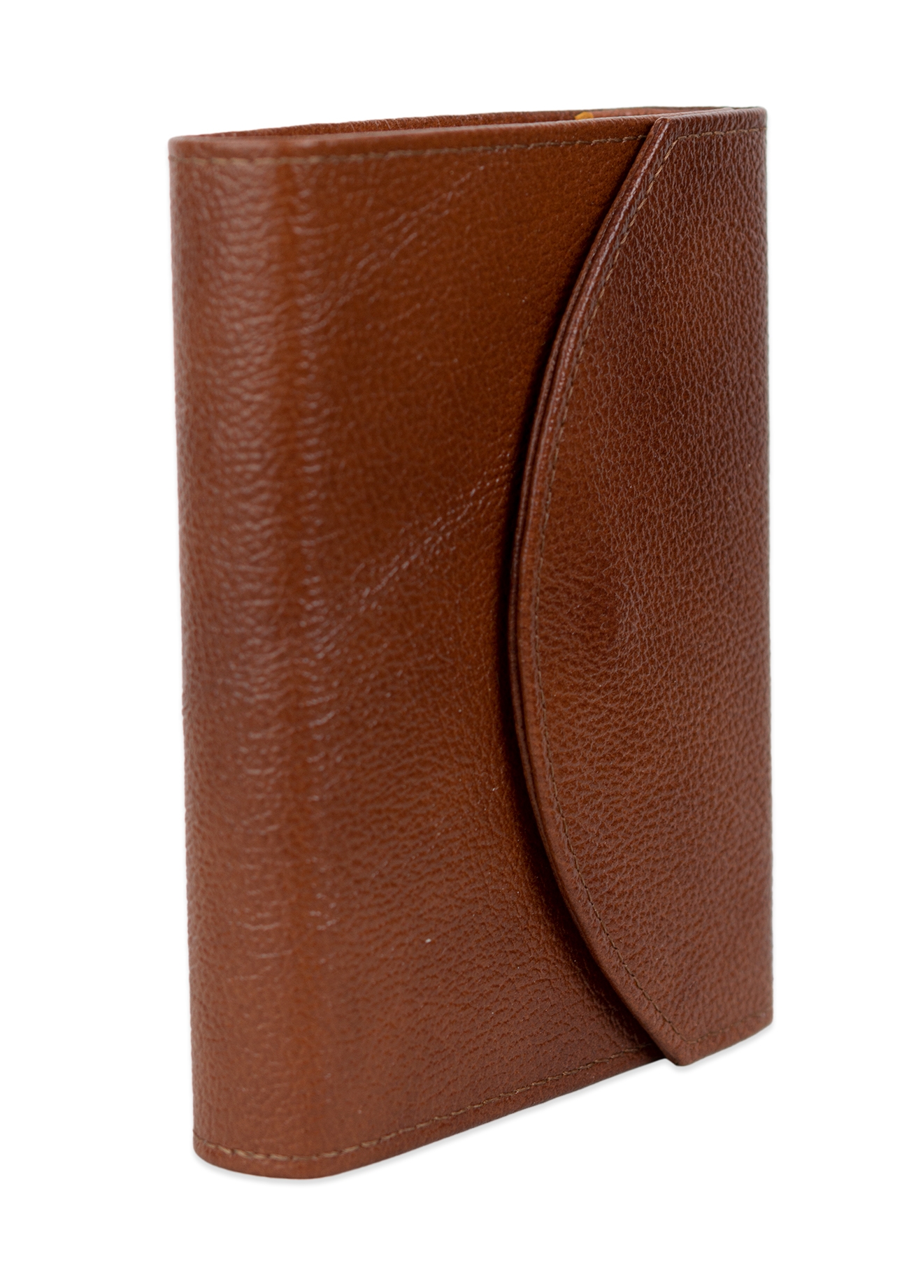 Biblia mica, din piele, maro, clapeta cu capsa, index, margini aurii, cuv. lui Isus in rosu [MAR 047 PCI]