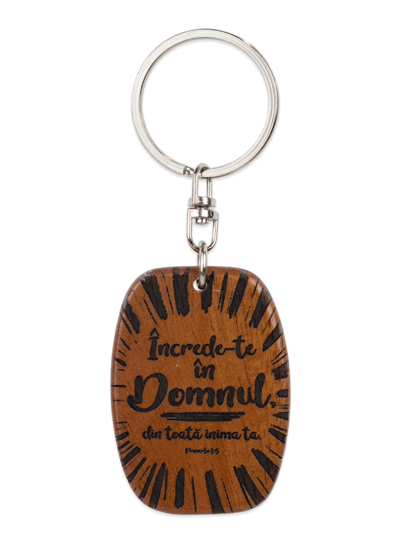 Breloc din lemn cu mesaj creștin - Încrede-te în Domnul Breloc din lemn cu mesaj creștin - Încrede-te în Domnul