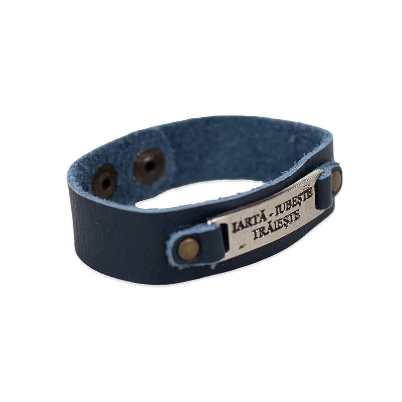 Bratara din piele, bleumarin  - Iarta - iubeste, traieste Bratara din piele, bleumarin  - Iarta - iubeste, traieste