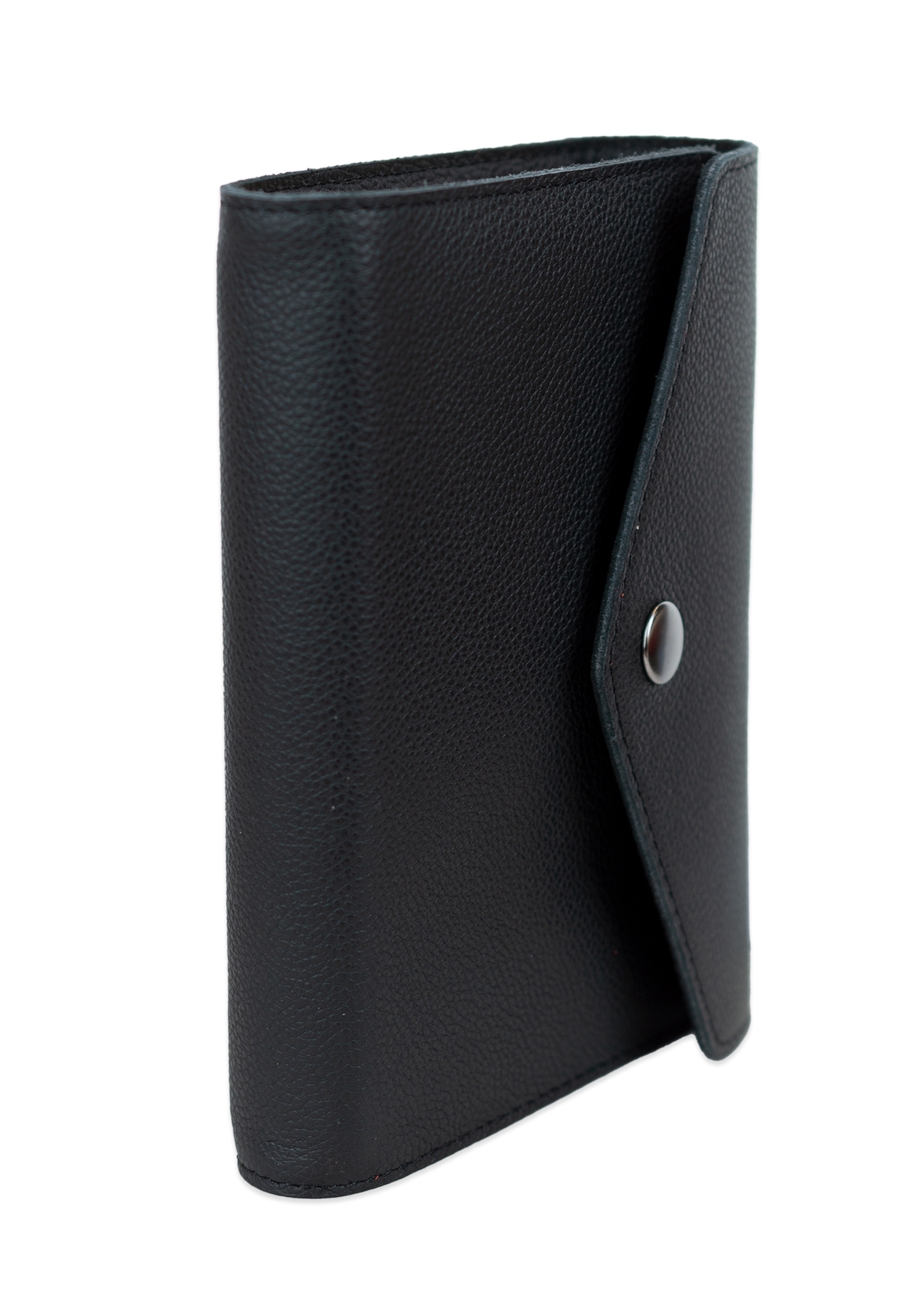 Biblia marime medie, neagră, piele, inchidere clapeta cu capsa 2, margini aurii, index, cuv. lui Isus cu rosu [MAR 057 PCI]