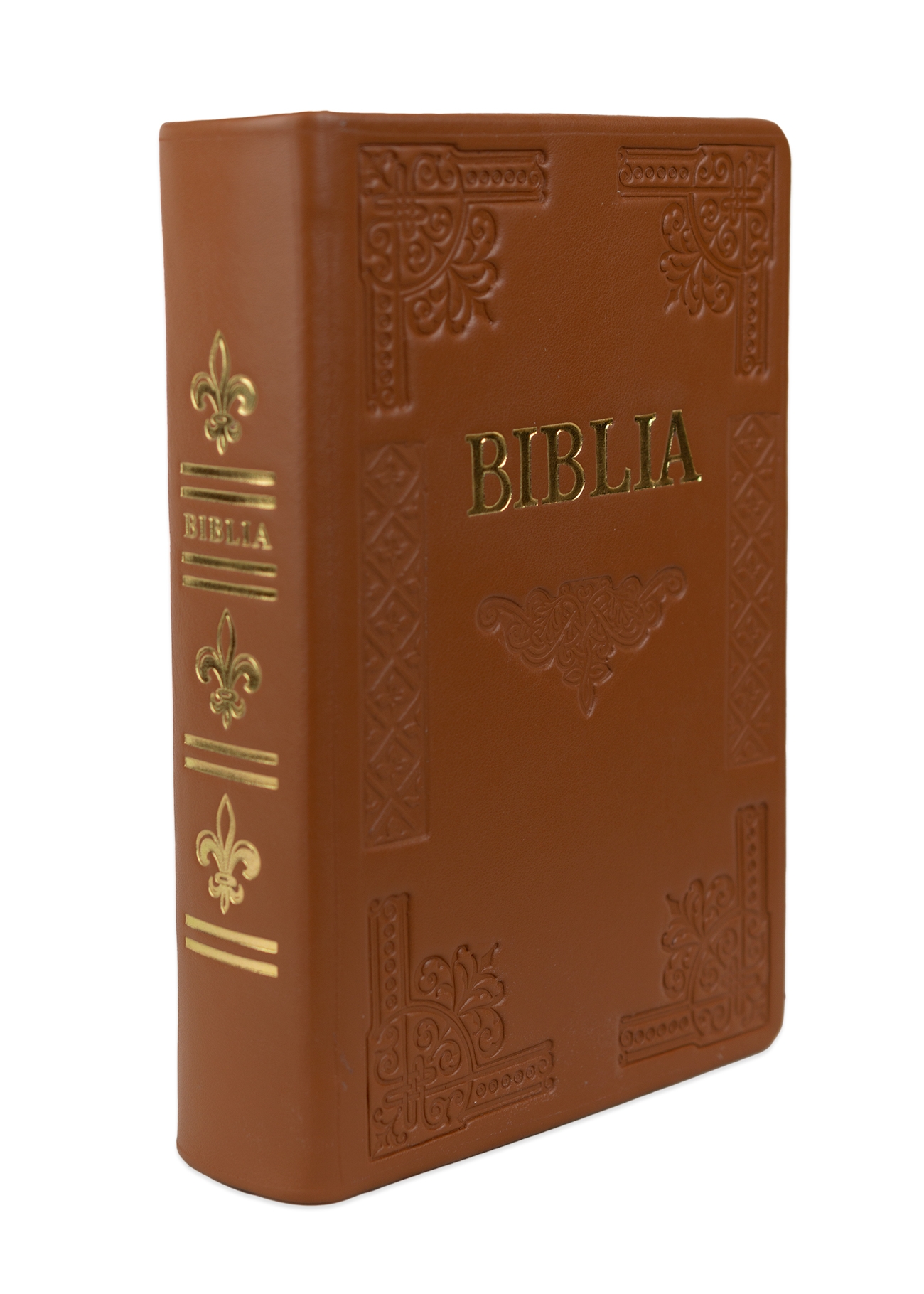 Biblia de studiu pentru femei, piele handmade, marime medie, maro, margini argintii, cuv. lui Isus cu rosu