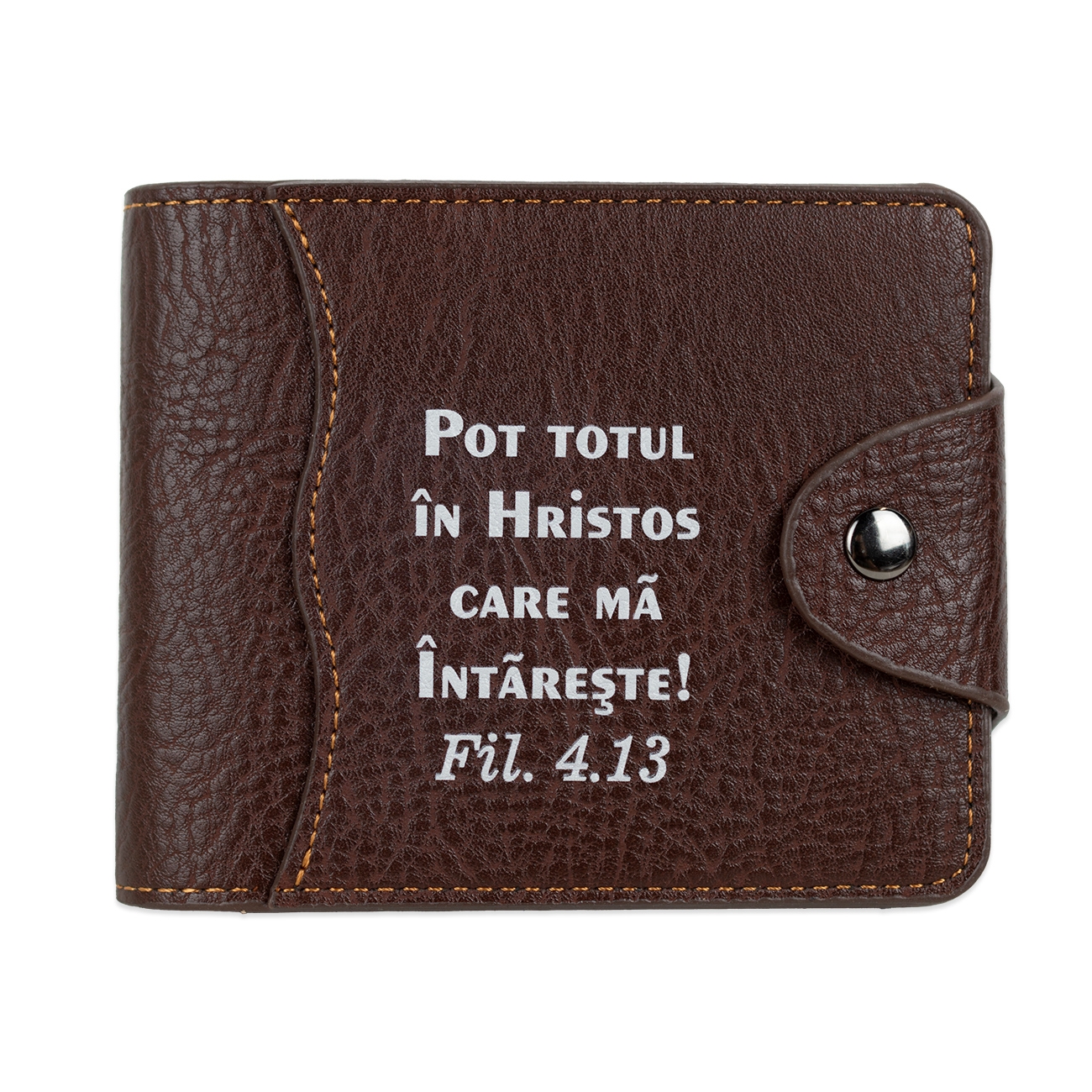Portofel bărbați cu mesaj crestin, maro - "Pot totul în Hristos" Portofel bărbați cu mesaj crestin, maro - "Pot totul în Hristos"
