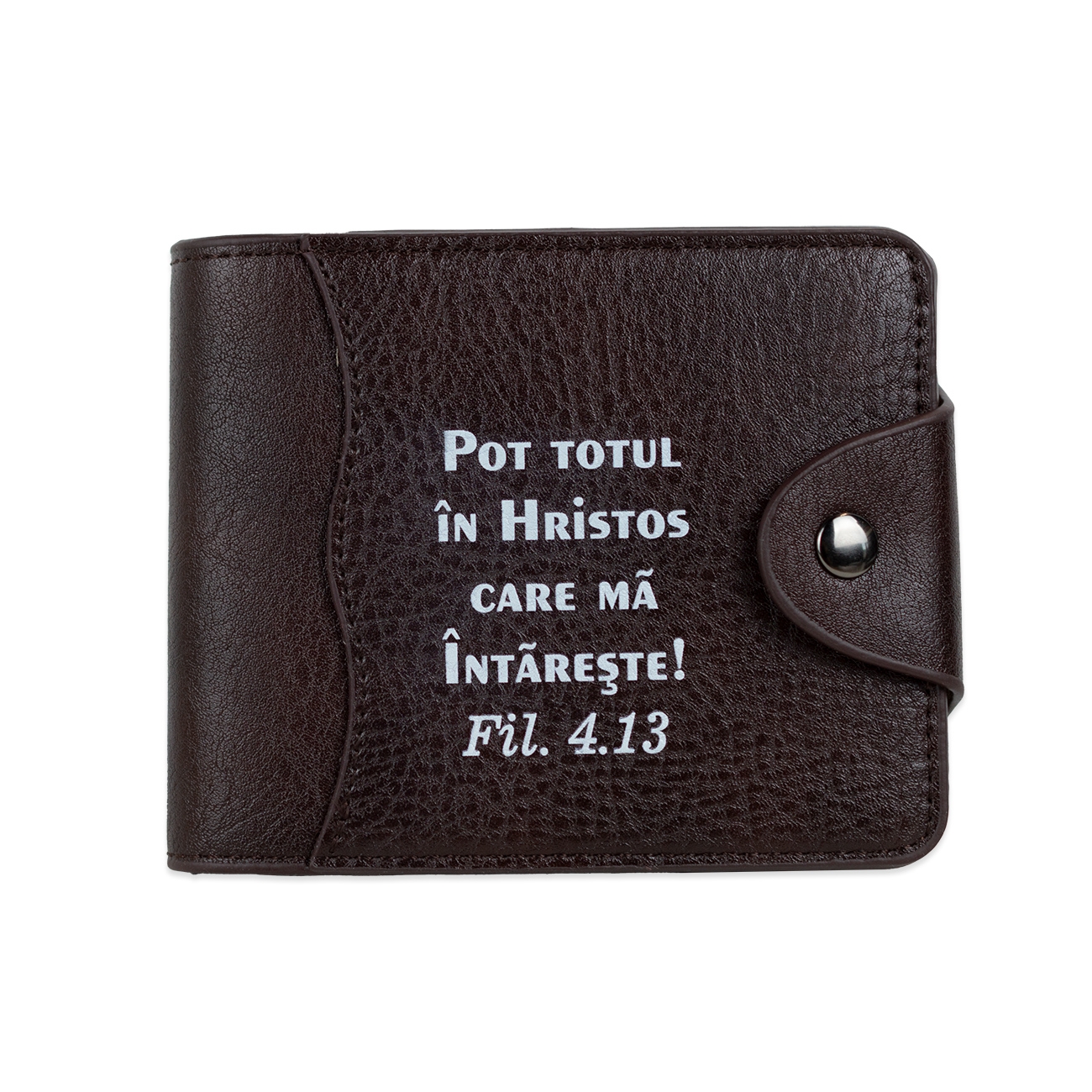 Portofel bărbați cu mesaj crestin, maro închis - "Pot totul în Hristos" Portofel bărbați cu mesaj crestin, maro închis - "Pot totul în Hristos"