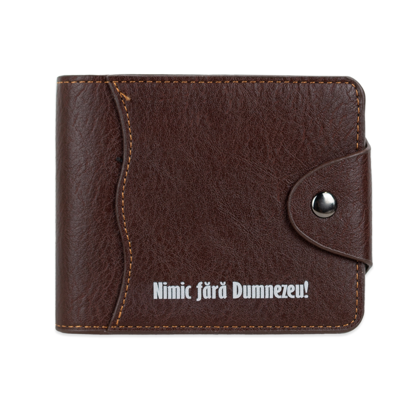 Portofel bărbați cu mesaj crestin, maro - Nimic fara Dumnezeu!