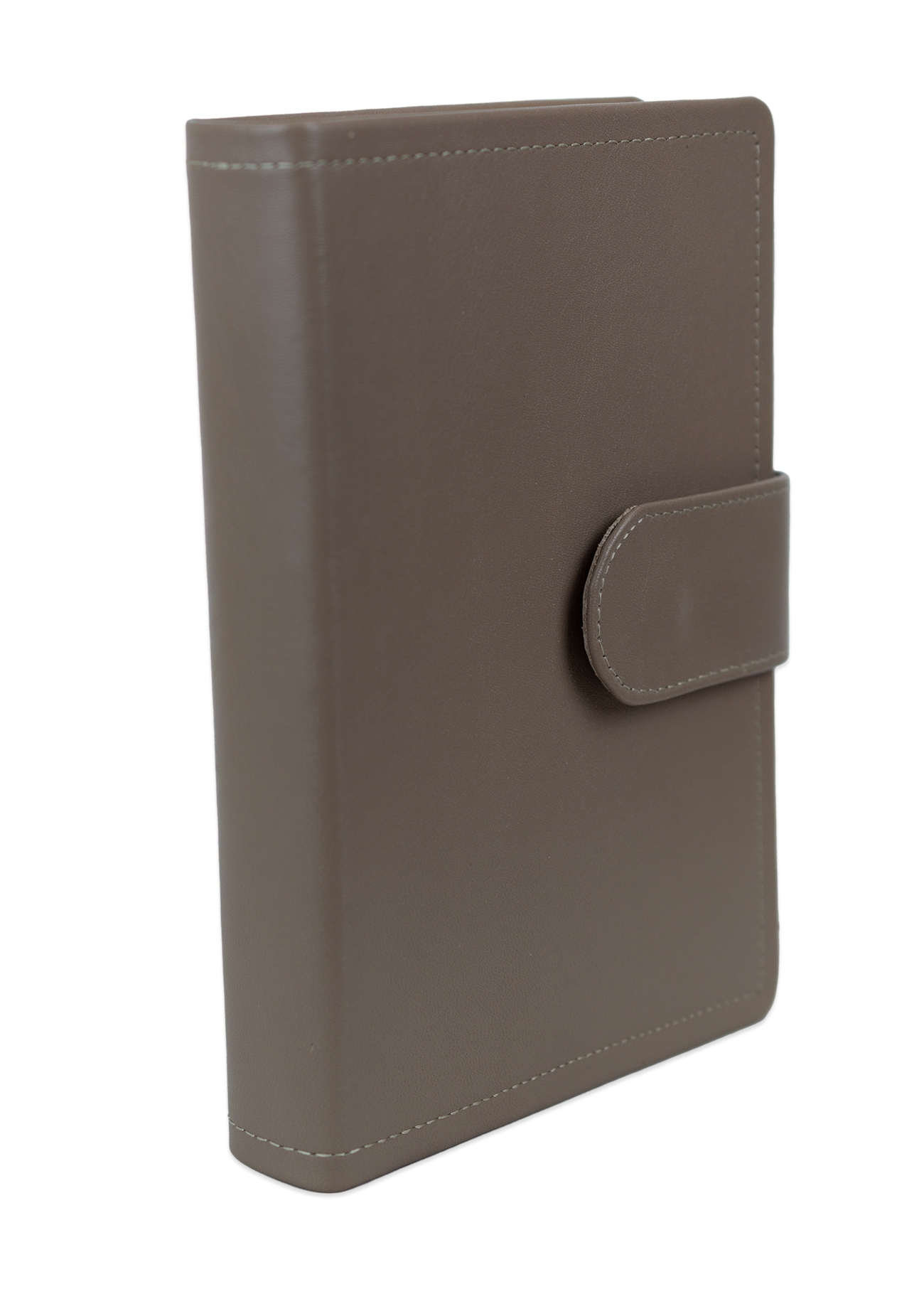 Biblia marime medie, capucino, piele, inchidere baretă cu capsă, margini aurii, index, cuv. lui Isus cu rosu [MAR 057 PBI]