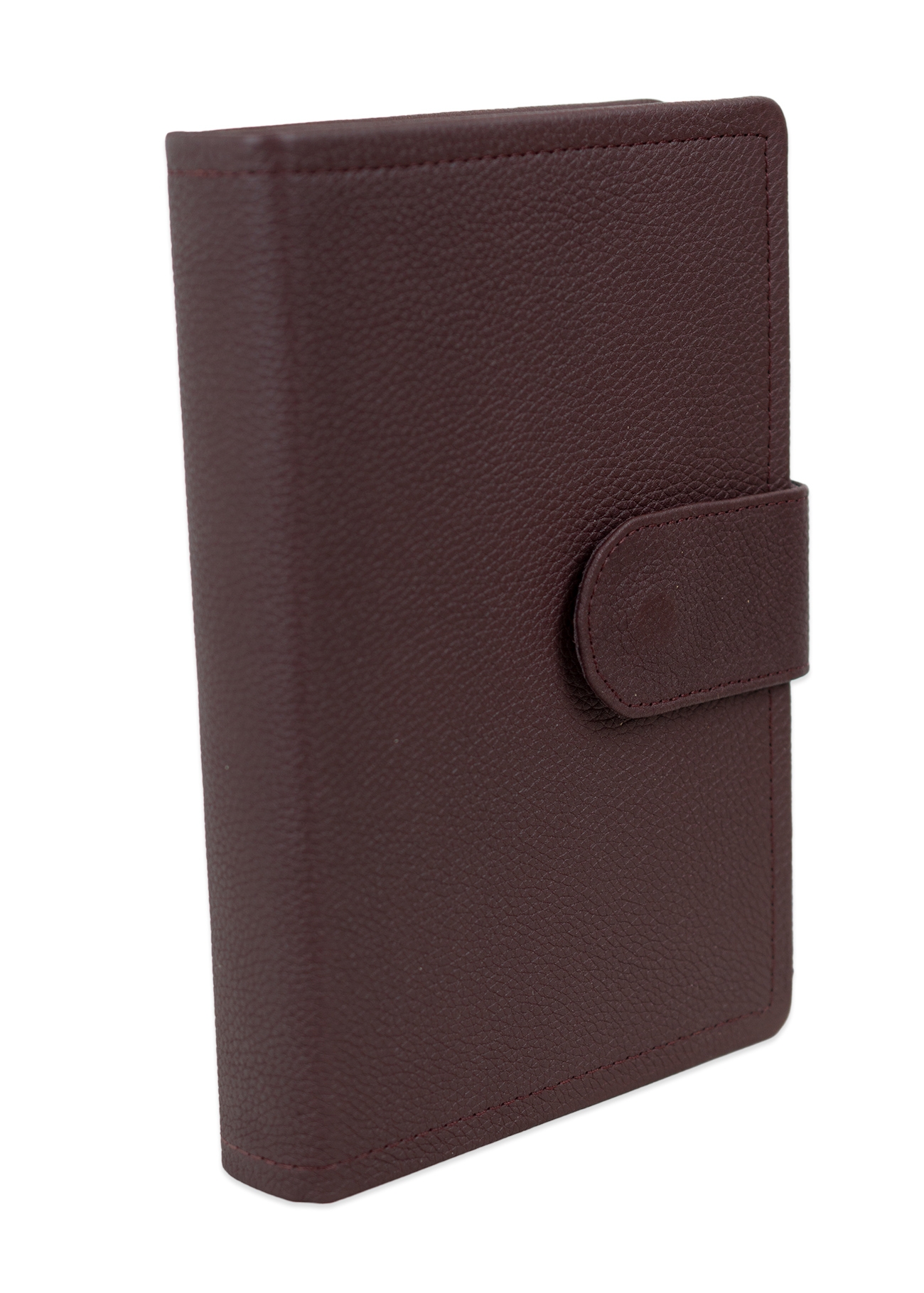 Biblia marime medie, bordo, piele, inchidere baretă cu capsă, margini aurii, index, cuv. lui Isus cu rosu [MAR 057 PBI]