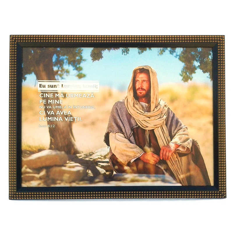 Tablou cu versete- Eu sunt Lumina lumii(42X32 cm) Tablou cu versete- Eu sunt Lumina lumii(42X32 cm)