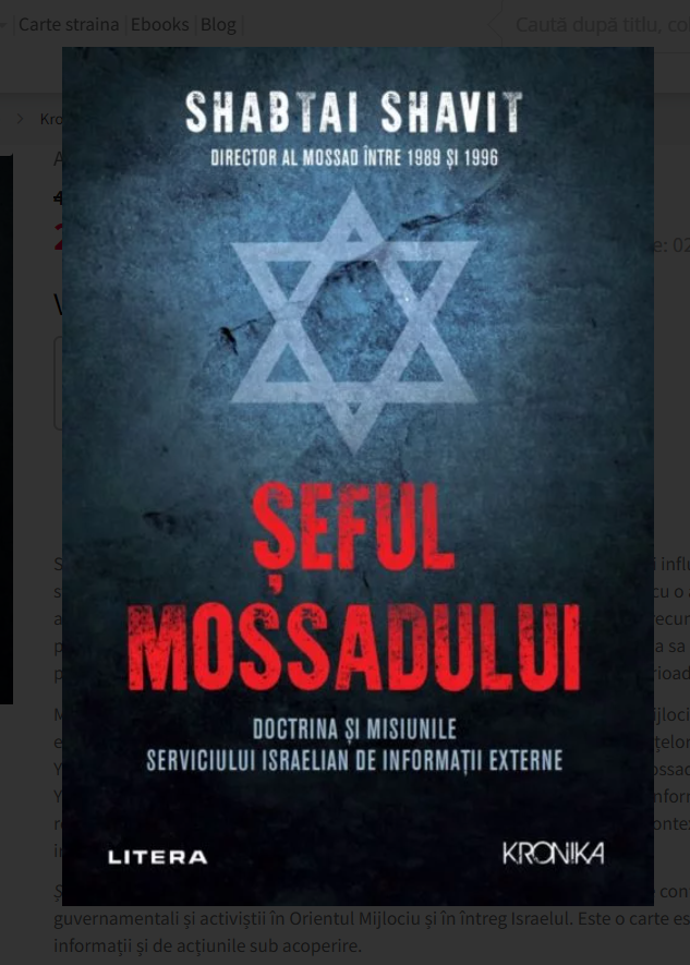 Seful mossadului - Shabtai Shavit - Istorie Seful mossadului - Shabtai Shavit - Istorie