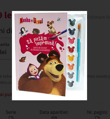 Masha si Ursul - Sa pictam impreuna ! Carte de colorat cu pensula si acuarele Masha si Ursul - Sa pictam impreuna ! Carte de colorat cu pensula si acuarele