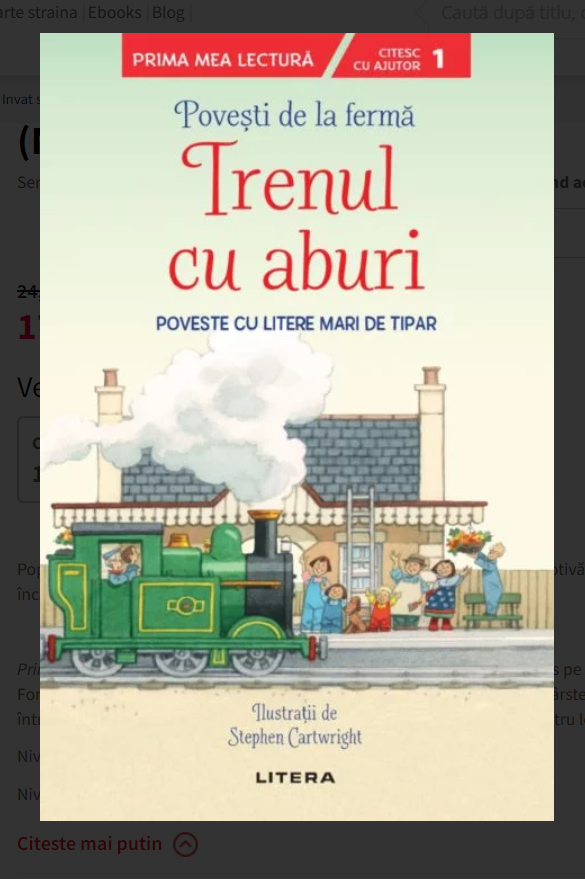 Povesti de la ferma Trenul cu aburi - Poveste cu litere mari de tipar Povesti de la ferma Trenul cu aburi - Poveste cu litere mari de tipar