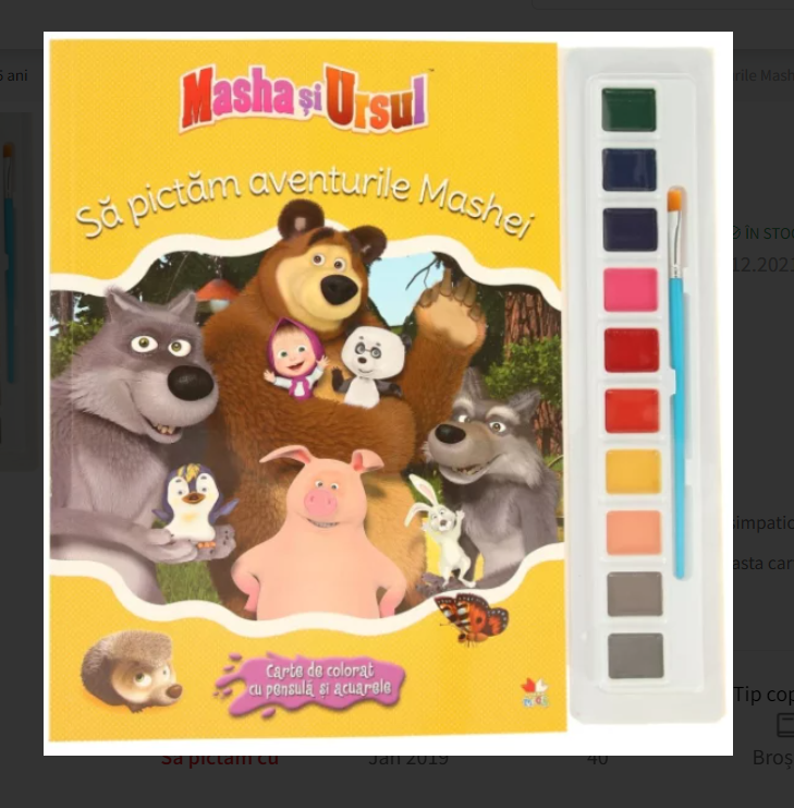 Masha si Ursul - Sa pictam aventurile Mashei - Carte de colorat cu pensula si acuarele Masha si Ursul - Sa pictam aventurile Mashei - Carte de colorat cu pensula si acuarele