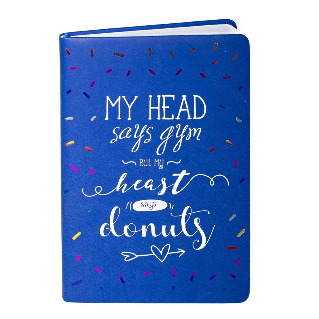 Agenda A5,albastra - My head says gym...