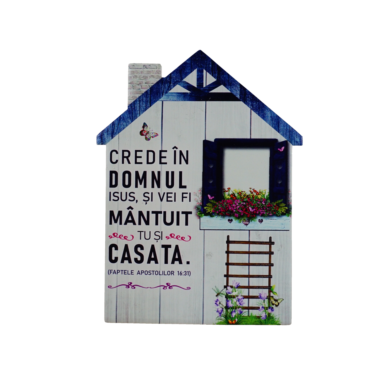 Aplica ceramica casa (albastra)  - Crede în Domnul Isus..." Aplica ceramica casa (albastra)  - Crede în Domnul Isus..."