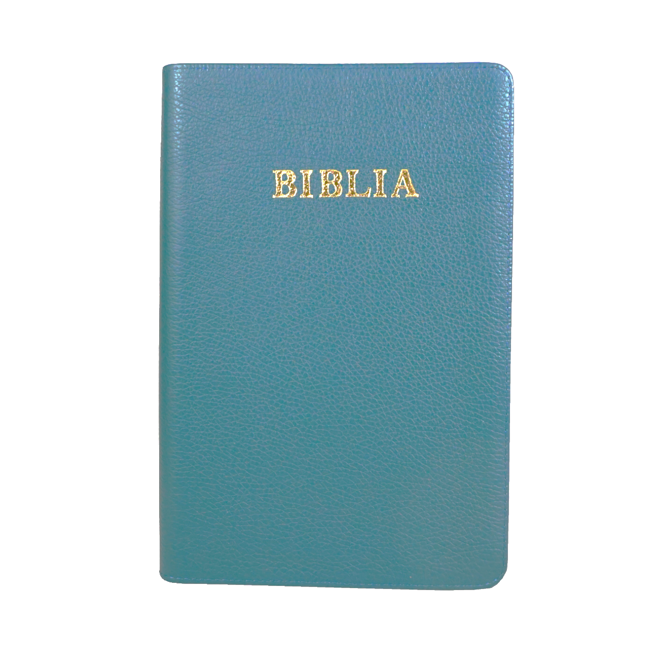 Biblie din piele, marime medie, culoare, verde turcoaz deschis, fermoar, index, margini aurii, cuv. lui Isus cu rosu [SB 057 PFI]