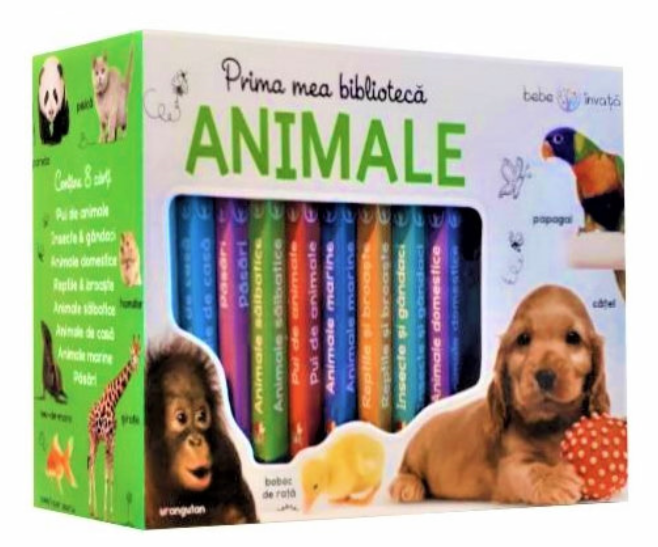 Cutie. Prima mea bibliotecă. Animale. Bebe învață (8 cărticele) Cutie. Prima mea bibliotecă. Animale. Bebe învață (8 cărticele)