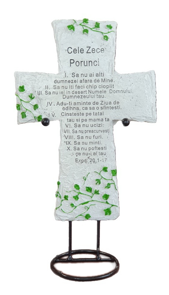 Cruce decorativa alba  - Cele Zece Porunci Cruce decorativa alba  - Cele Zece Porunci