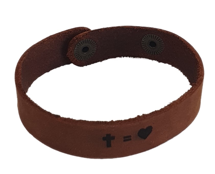 Bratara Cross=Love, piele naturala, maro Bratara Cross=Love, piele naturala, maro