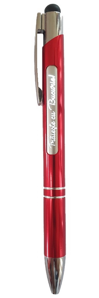 Pix aluminiu rosu cu lumina - Traieste cu bucurie! Pix aluminiu rosu cu lumina - Traieste cu bucurie!