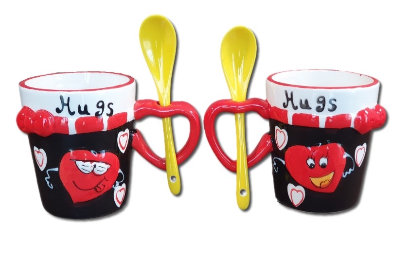 Set cana cu lingurita - Hugs (2buc) Set cana cu lingurita - Hugs (2buc)