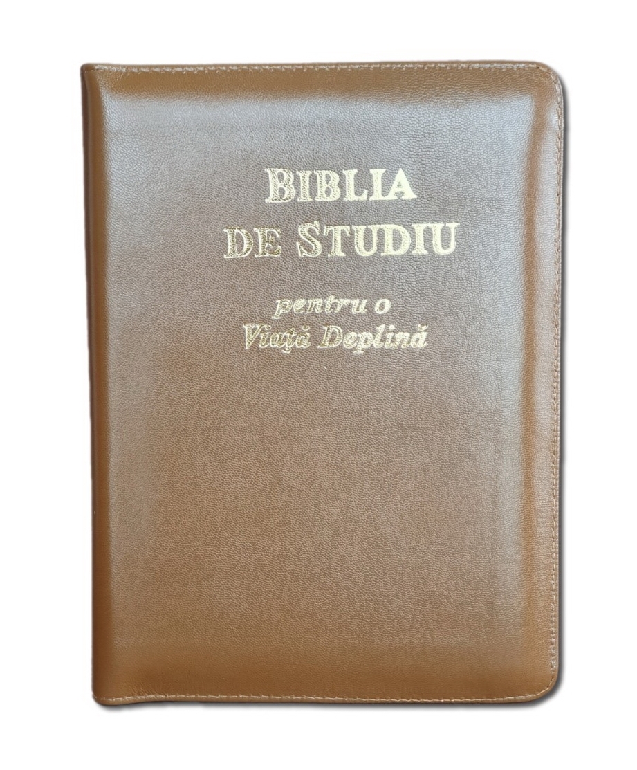 Biblia de studiu pentru o viata deplina, cu concordanta si explicatiii, fermoar, culoare maro, index, margini aurii Biblia de studiu pentru o viata deplina, cu concordanta si explicatiii, fermoar, culoare maro, index, margini aurii