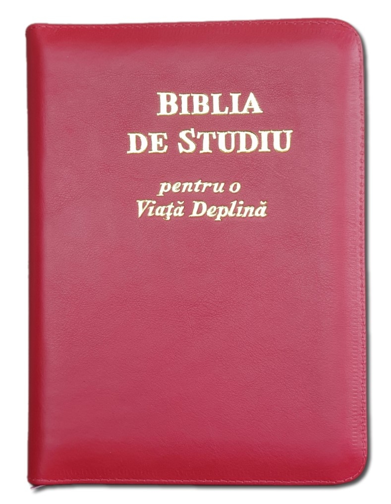 Biblia de studiu pentru o viata deplina, cu concordanta si explicatiii, fermoar, culoare rosu inchis, index, margini aurii Biblia de studiu pentru o viata deplina, cu concordanta si explicatiii, fermoar, culoare rosu inchis, index, margini aurii