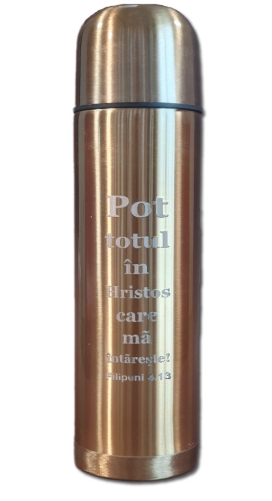 Termos - Pot totul in Hristos (auriu) Termos - Pot totul in Hristos (auriu)