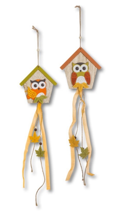 Decoratiune de lemn de agatat - Bufnite (2buc.)