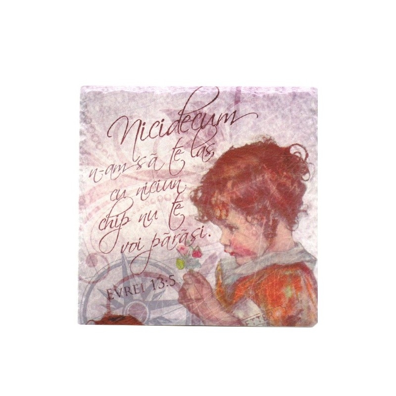 Aplica vintage patrata - Nicidecum n-am să te las, cu niciun chip nu te voi părăsi. (Evrei13:5)