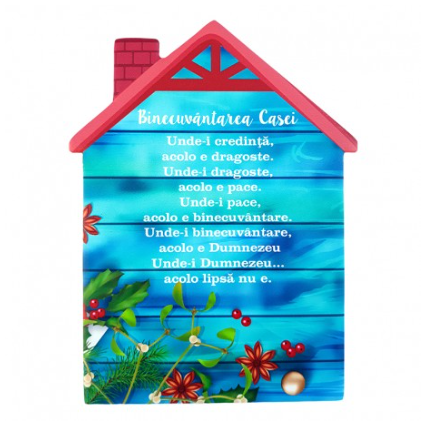 Aplica  ceramica - ''Binecuvântarea casei...''  (14x21 cm) (model 4)