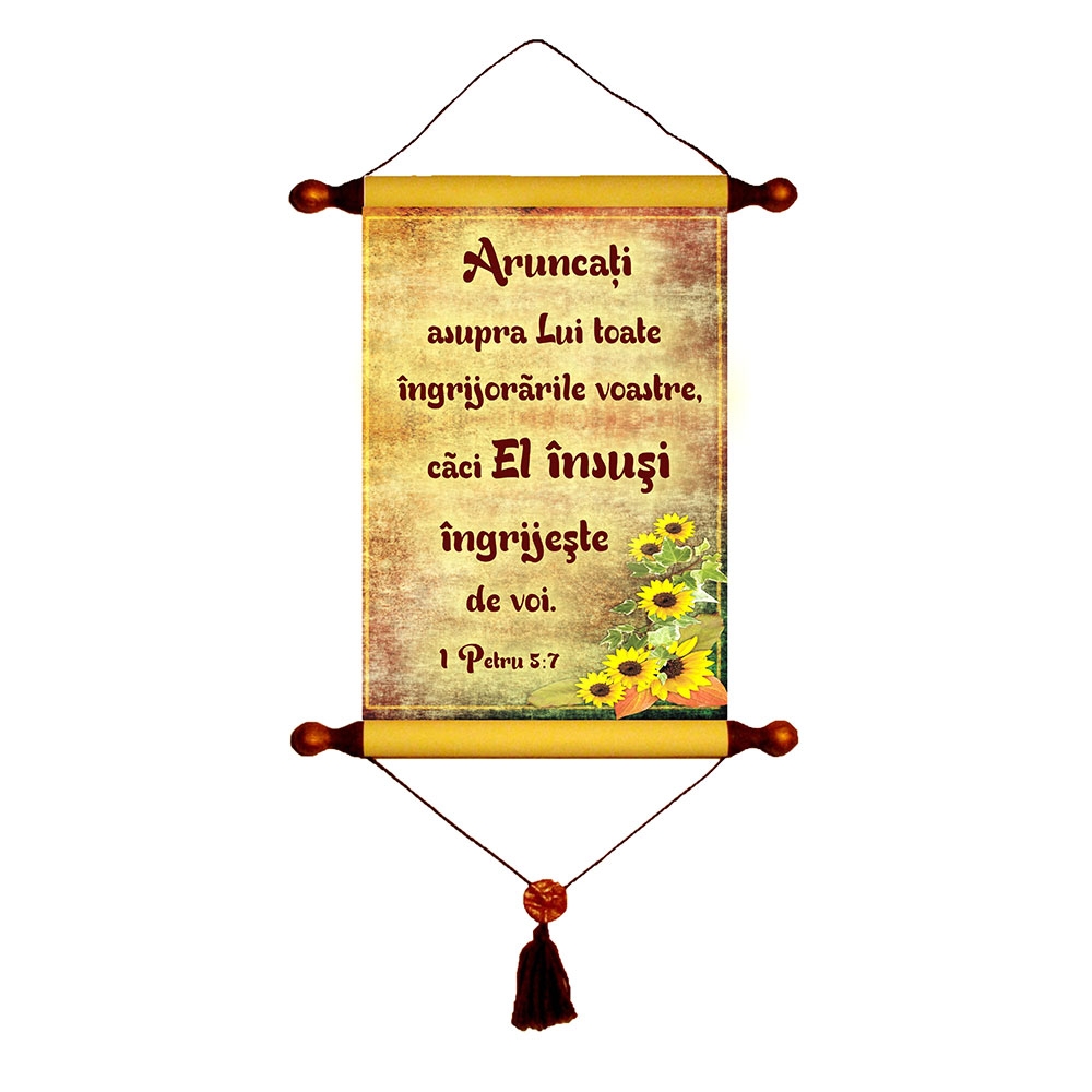 Papirus A4 vintage - Aruncati asupra Lui (1 Petru 5:7)