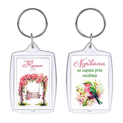 Breloc cu verset - "Neprihănirea se capătă prin credinţă" Breloc cu verset - "Neprihănirea se capătă prin credinţă"
