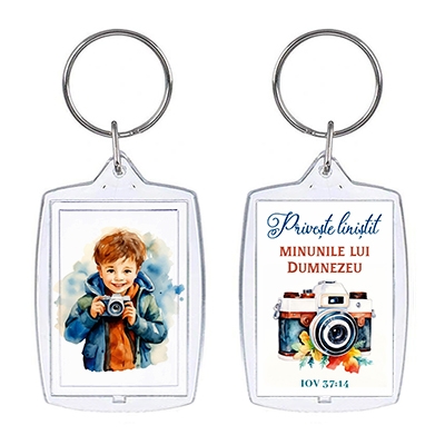 Breloc cu verset - "Priveşte liniştit minunile lui Dumnezeu" Breloc cu verset - "Priveşte liniştit minunile lui Dumnezeu"