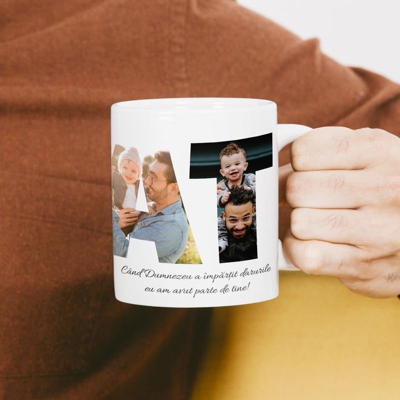 Cană personalizată cu 4 poze – Tata Cană personalizată cu 4 poze – Tata