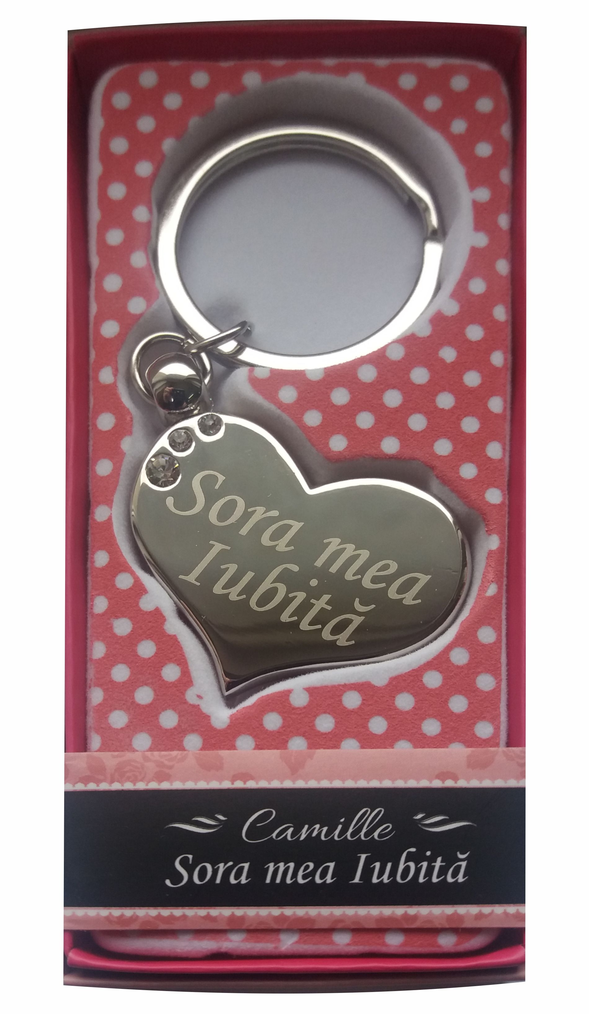 Breloc gravat inima  - Sora mea iubita  ( 7 cm x 3.80 cm  ) Breloc gravat inima  - Sora mea iubita  ( 7 cm x 3.80 cm  )