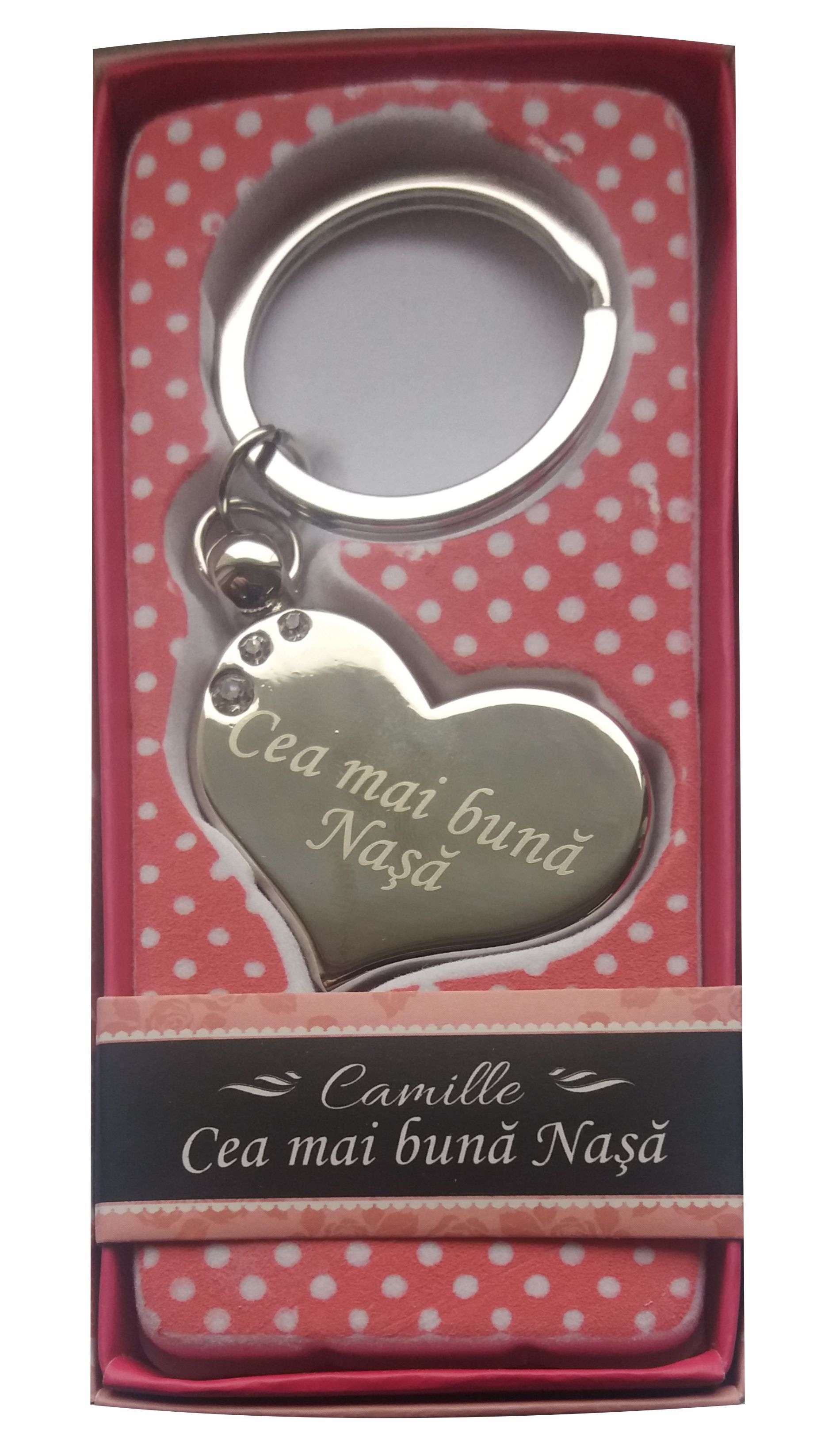 Breloc gravat inima  - Cea mai buna nasa  ( 7 cm x 3.80 cm  ) Breloc gravat inima  - Cea mai buna nasa  ( 7 cm x 3.80 cm  )