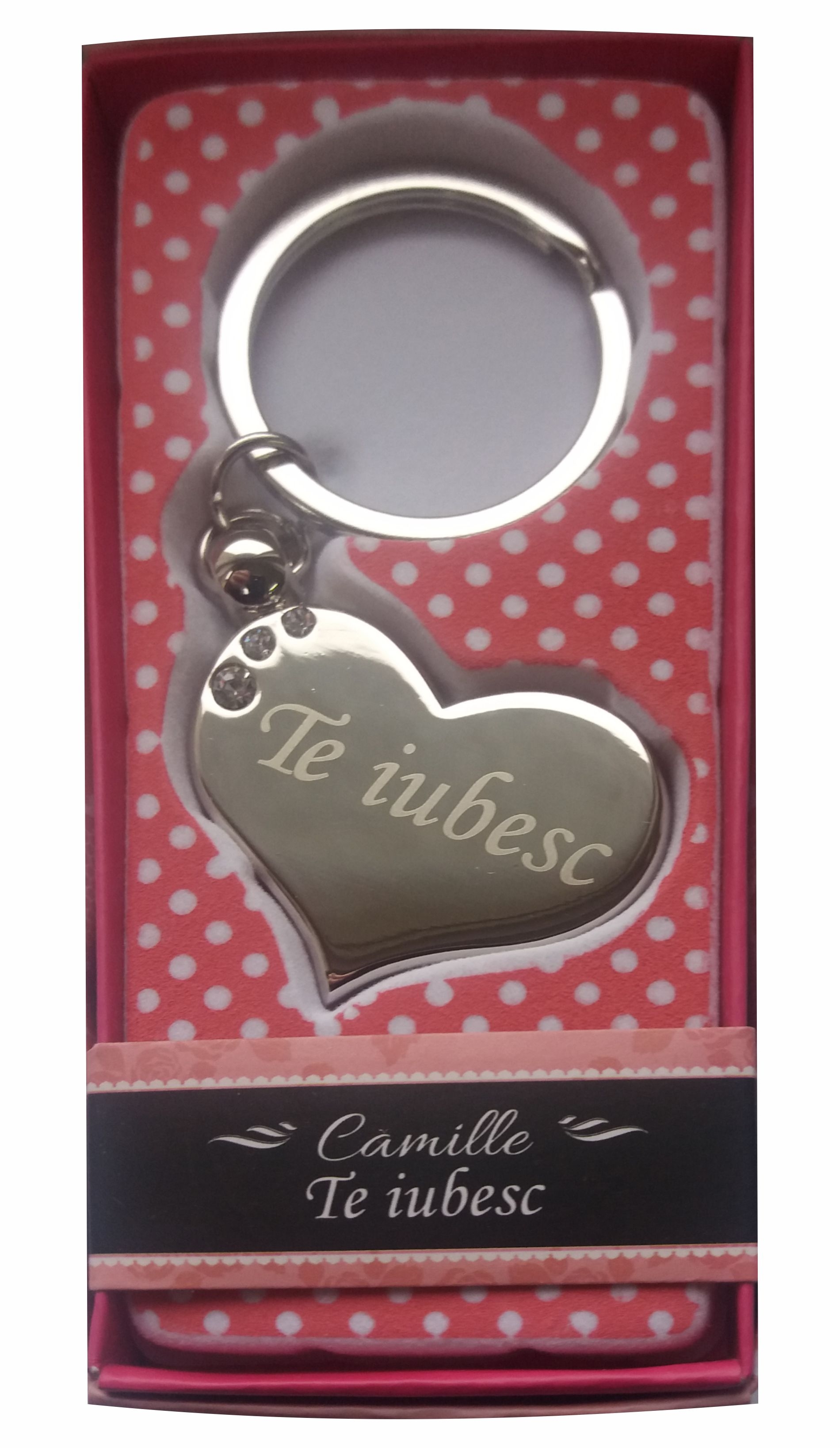 Breloc gravat inima  - Te iubesc  ( 7 cm x 3.80 cm  ) Breloc gravat inima  - Te iubesc  ( 7 cm x 3.80 cm  )