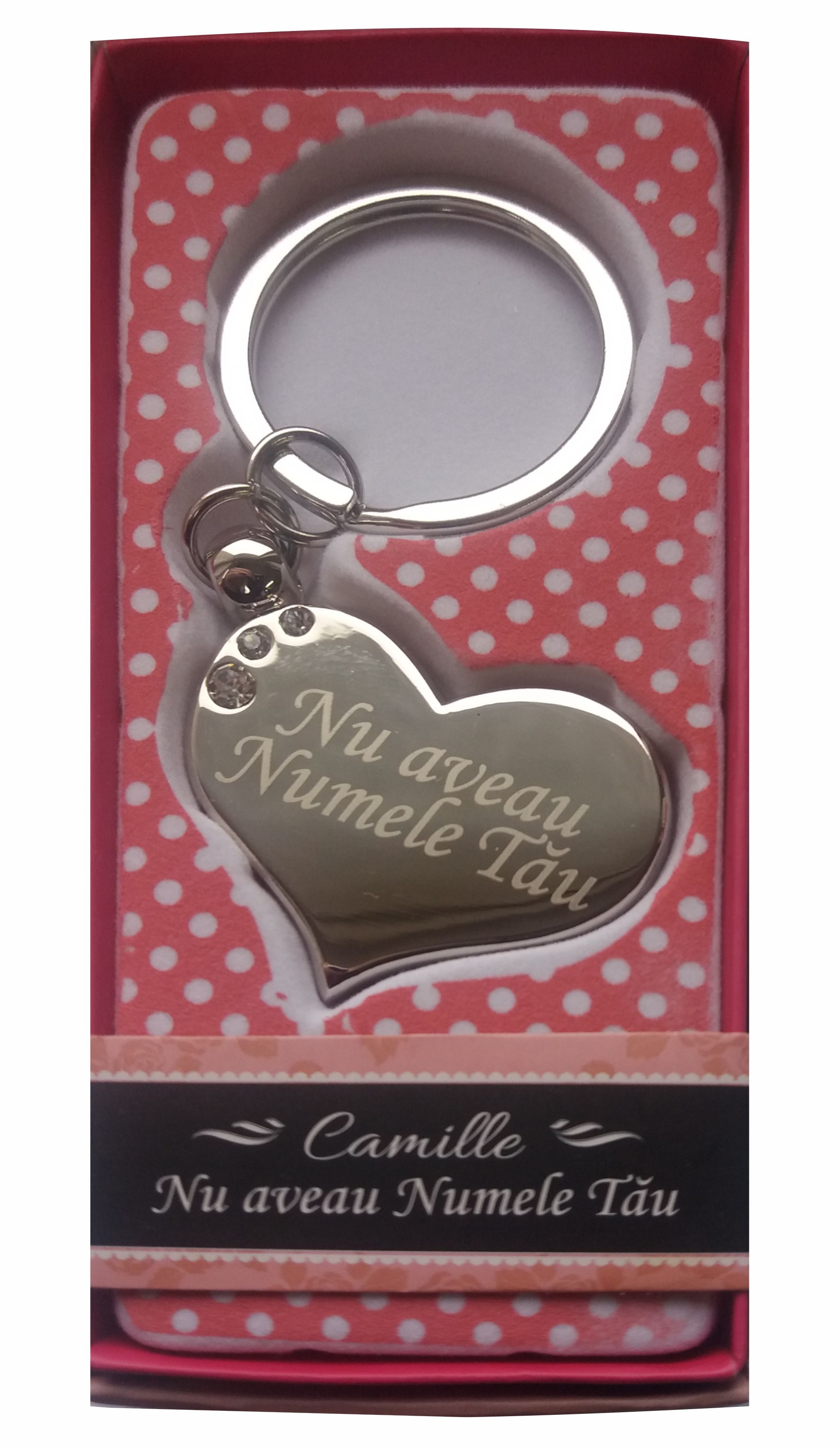 Breloc gravat inima  - Nu aveau numele tau ( 7 cm x 3.80 cm  )