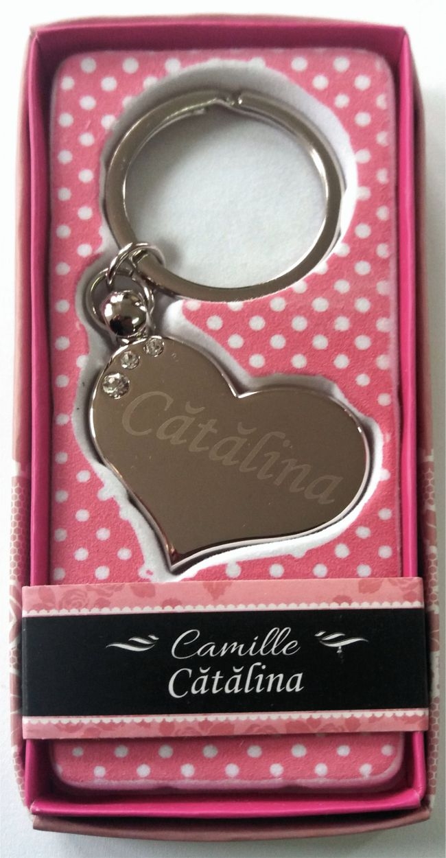 Breloc gravat inima  - Catalina ( 7 cm x 3.80 cm  )