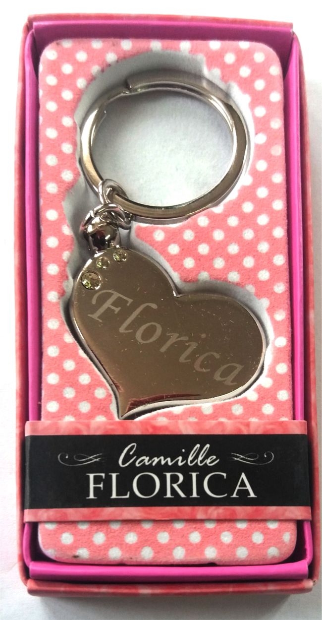 Breloc gravat inima  - Florica ( 7 cm x 3.80 cm  ) Breloc gravat inima  - Florica ( 7 cm x 3.80 cm  )