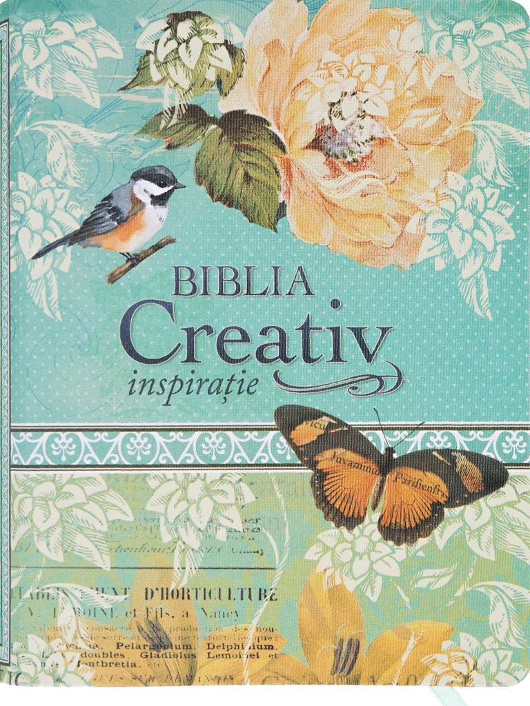 Biblia Creativ–inspirație, mărime medie-mare, coperta piele ecologica, model floral, margini color, traducerea NTR Biblia Creativ–inspirație, mărime medie-mare, coperta piele ecologica, model floral, margini color, traducerea NTR