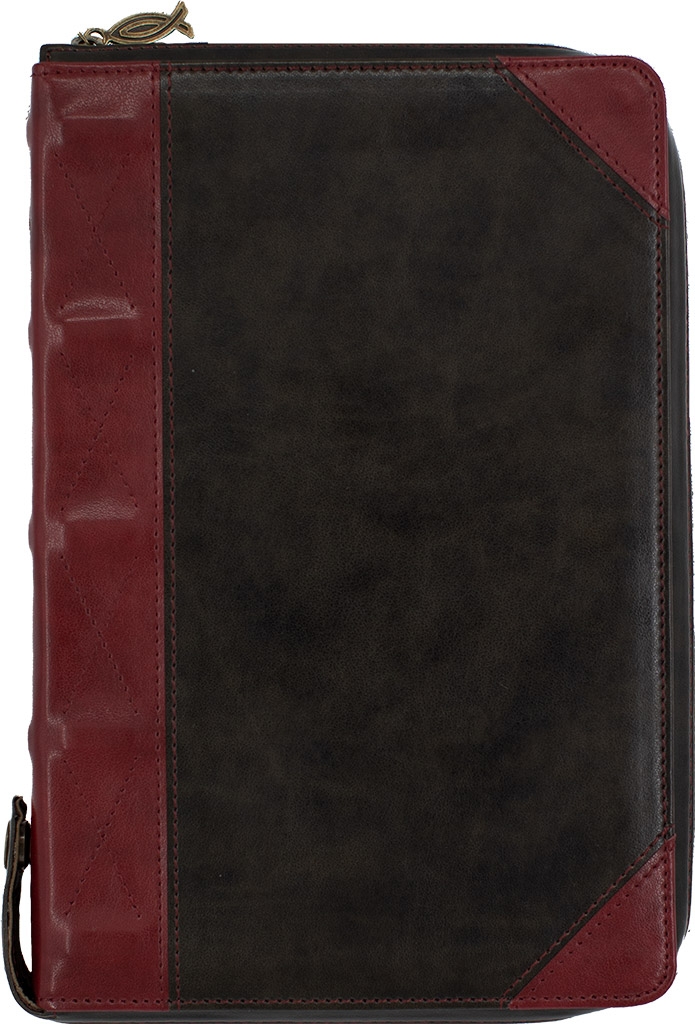 Biblia Noua Traducere (Biblia NTR), marime medie spre mare, coperta imitatie piele, negru cu visiniu, fermoar, index, margini argintii