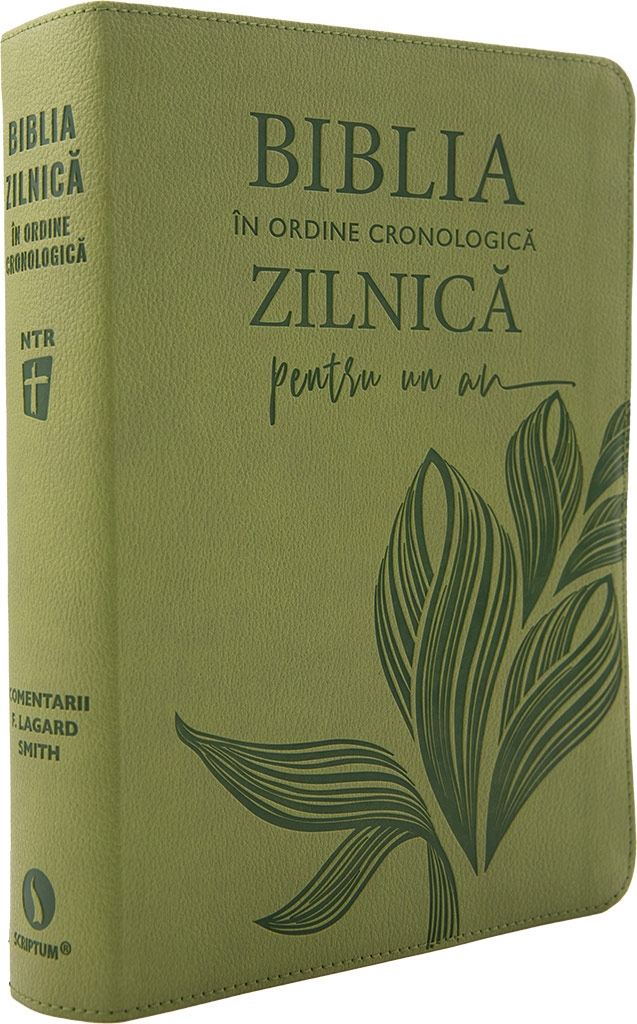 Biblia zilnica in ordine cronologica, marime medie-mare, coperta piele ecologica, verde, margini aurii, traducerea NTR Biblia zilnica in ordine cronologica, marime medie-mare, coperta piele ecologica, verde, margini aurii, traducerea NTR