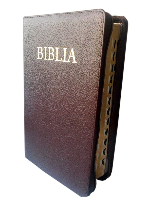 Biblia marime medie, din piele, visinie, fermoar, index [063 PFI]