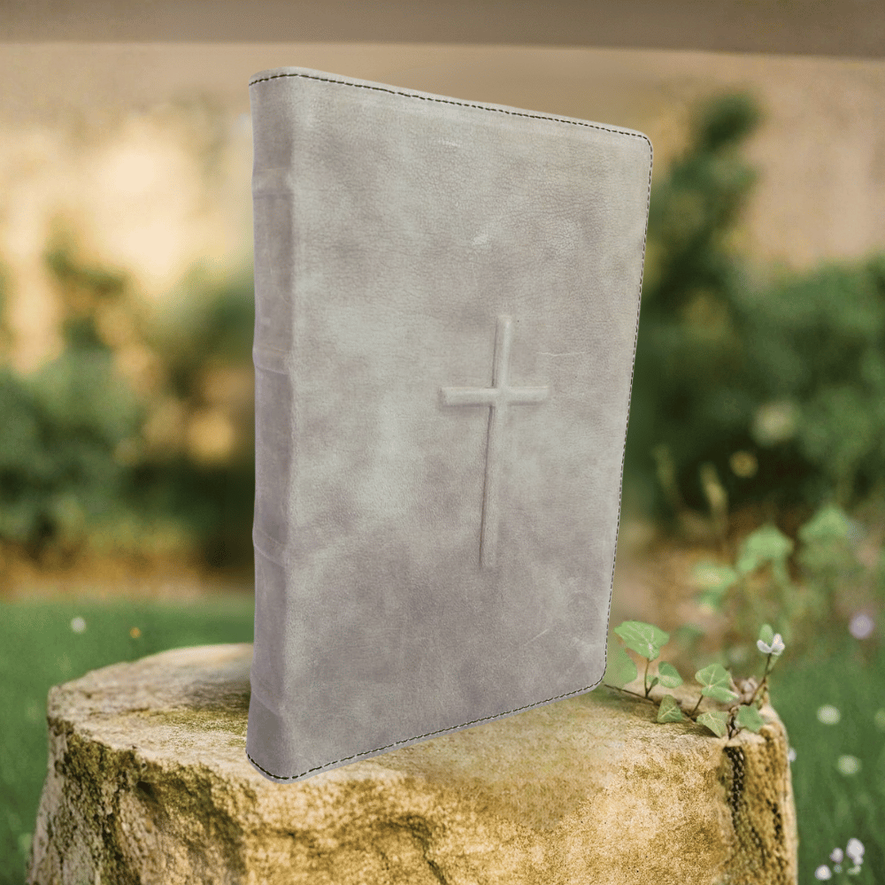 Biblia mare, coperta piele, neagra bizonata, fermoar, index, aurita, cruce in relief, cuv. lui Isus cu rosu [073 PFI]