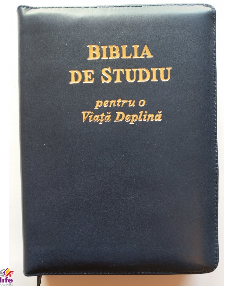 Biblia de studiu pentru o viata deplina, cu concordanta si explicatiii, fermoar, culoare bleumarin inchis, index, margini aurii Biblia de studiu pentru o viata deplina, cu concordanta si explicatiii, fermoar, culoare bleumarin inchis, index, margini aurii